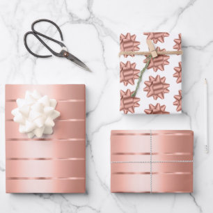 Feuille De Papier Cadeau Nœud de ruban rose gold pour Baby Shower