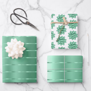 Feuille De Papier Cadeau Nœud de ruban vert menthe chic pour Baby Shower