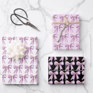 Feuille De Papier Cadeau Nœud Papillon Coquette Violet