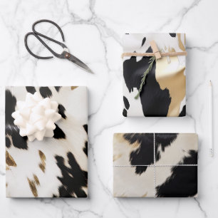 Feuille De Papier Cadeau Noir Blanc Or Sud-Ouest de la vache Noire