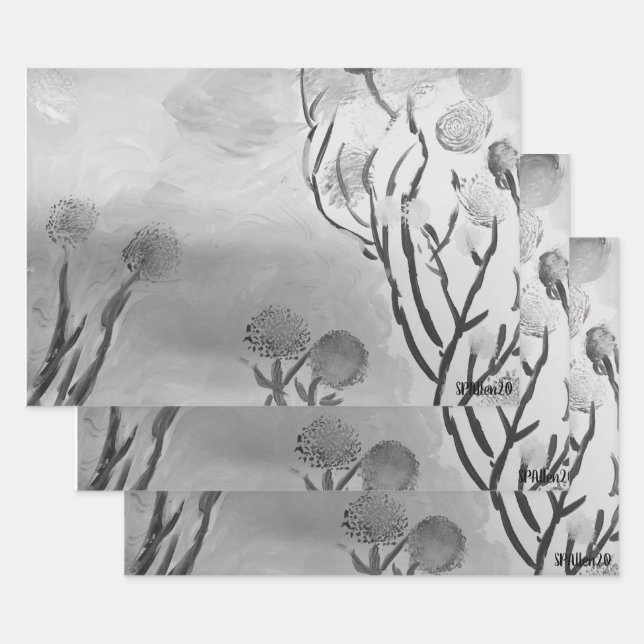 Feuille De Papier Cadeau Noir et blanc (Lot)