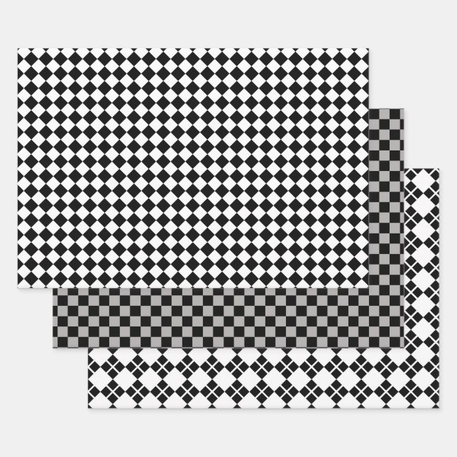 Feuille De Papier Cadeau Noir et blanc avec gris (Lot)