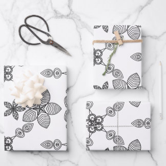 Feuille De Papier Cadeau Noir et blanc, rayé, Abstrait, chèque