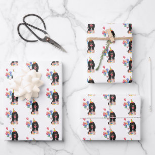 Feuille De Papier Cadeau Noir et Tan Cavalier Espagnol Anniversaire