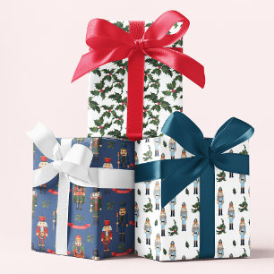 Feuille De Papier Cadeau Noisette de Noël Holly Motifs festifs