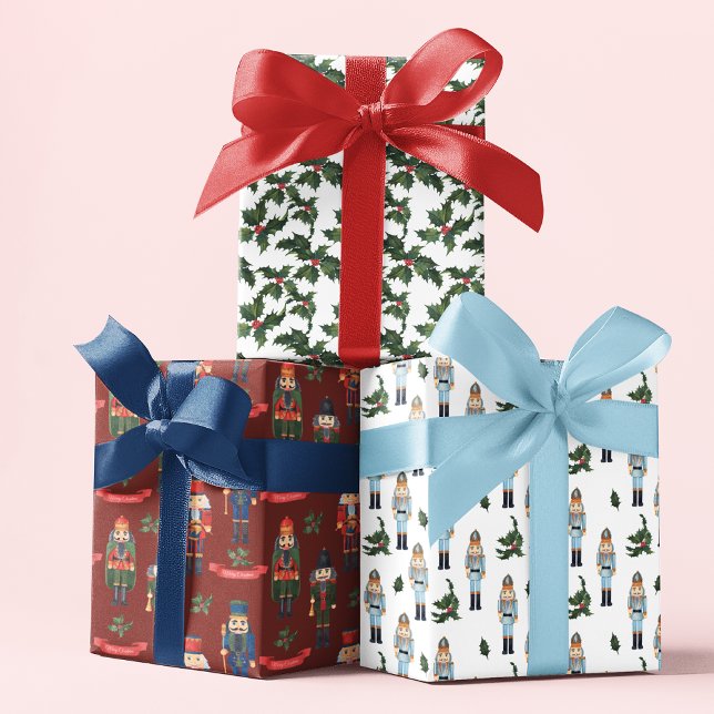 Feuille De Papier Cadeau Noisette de Noël Holly Motifs festifs (Créateur téléchargé)