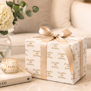 Feuille De Papier Cadeau Nom de crème d'anniversaire écriture minimaliste