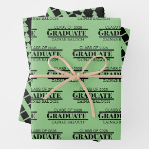 Feuille De Papier Cadeau Nom du diplômé Script Géométrique