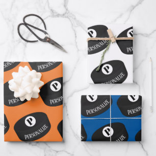 Feuille De Papier Cadeau Nom du hockey sur glace sur mesure Monogramme Cana