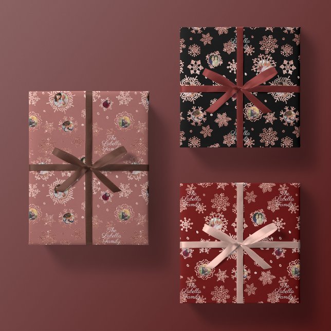 Feuille De Papier Cadeau Nom personnalisé + 6 Rose photo Parties scintillan (Créateur téléchargé)