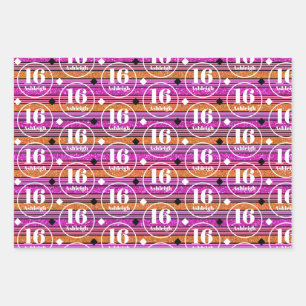 Feuille De Papier Cadeau Nom personnalisé Age rose Anniversaire