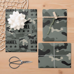 Feuille De Papier Cadeau Nom personnalisé Camouflage