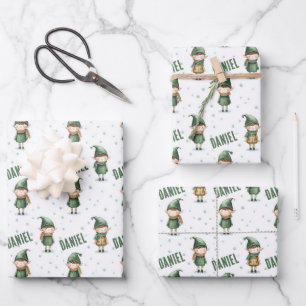 Feuille De Papier Cadeau Nom personnalisé Elf Noël