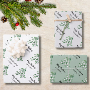 Feuille De Papier Cadeau Nom personnalisé Mistletoe Noël