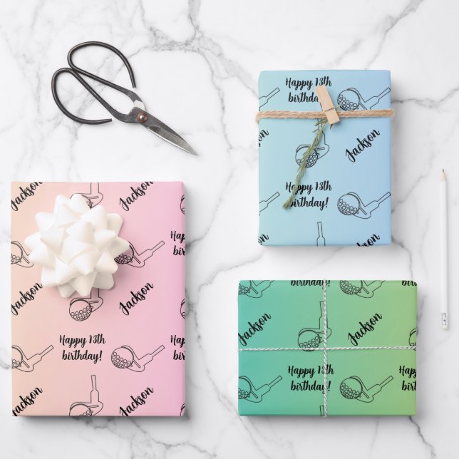 Feuille De Papier Cadeau Nom personnalisé Sentiment Sport Thème Golf (Recto)