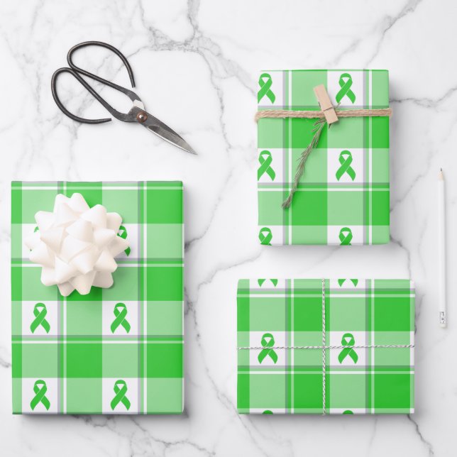 Feuille De Papier Cadeau Non-Hodgkin's Lymphoma Awareness Plaid Lime Green (Recto)
