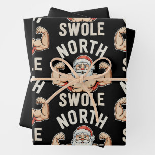 Feuille De Papier Cadeau North Swole Père Noël Salle de gym Fitness Fitness