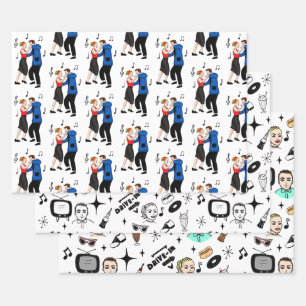 Feuille De Papier Cadeau Nostalgic Retro 1950's Style