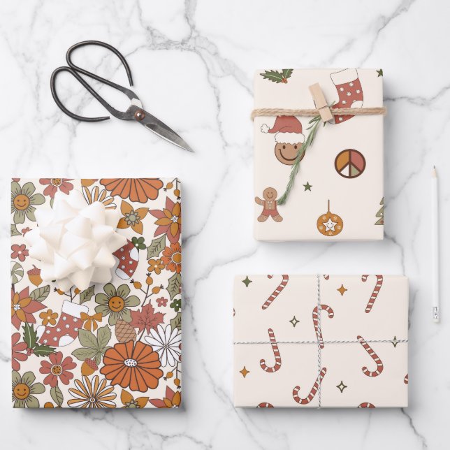 Feuille De Papier Cadeau Nostalgie des années 90 Noël Super rétro (Recto)