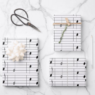 Feuille De Papier Cadeau Notes de musique blanche mignonne Motif Cadeau
