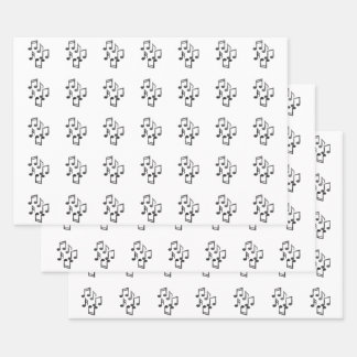Feuille De Papier Cadeau Notes musicales en Parties scintillant noire