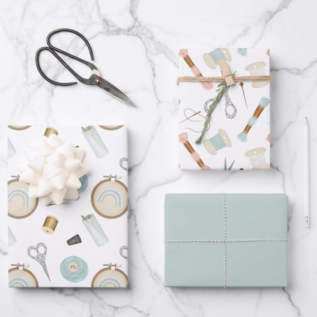 Feuille De Papier Cadeau Notions de couture pour l'artisan (Recto)