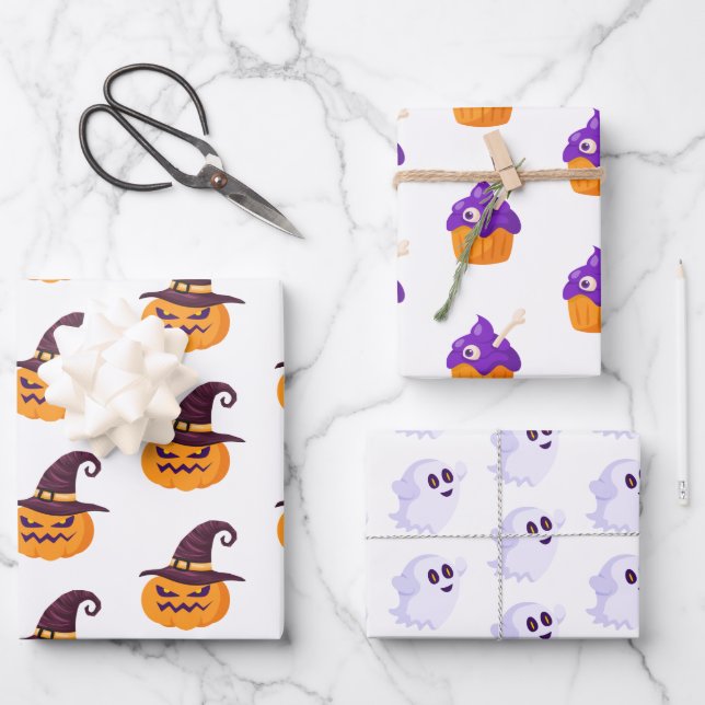 Feuille De Papier Cadeau Notre petite fête d'Halloween Boo (Recto)