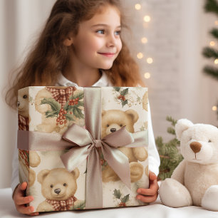 Feuille De Papier Cadeau Nounours de Noël modernes