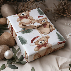 Feuille De Papier Cadeau Nounours mignons de Noël moderne