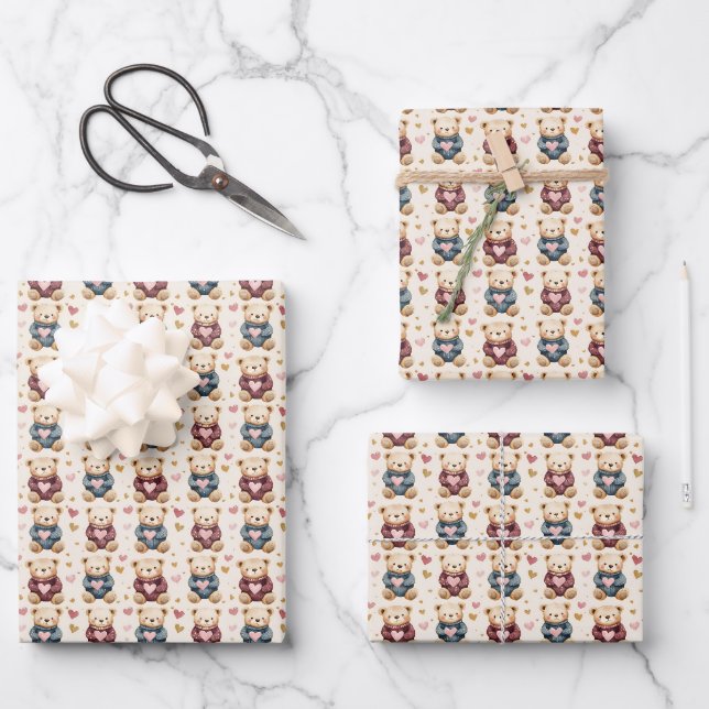 Feuille De Papier Cadeau Nounours transpirés (Recto)