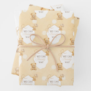 Feuille De Papier Cadeau Nous pouvons à peine attendre Ours en peluche neut
