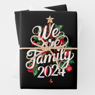 Feuille De Papier Cadeau Nous sommes famille Noël 2024 Correspondant Pyjama
