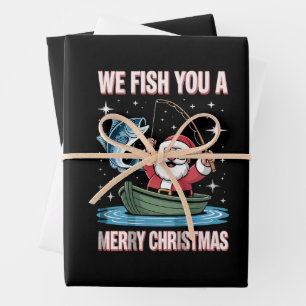 Feuille De Papier Cadeau Nous vous pêchons un joyeux Noël pêcheur Santa