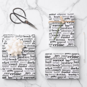 Feuille De Papier Cadeau Nuage de mots de texte judiciaire noir sur fond bl
