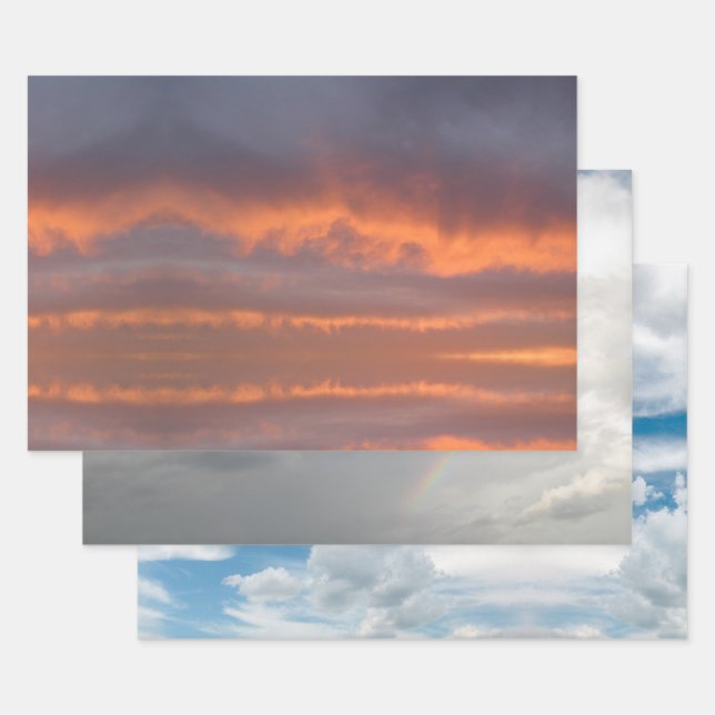 Feuille De Papier Cadeau Nuages (Lot)