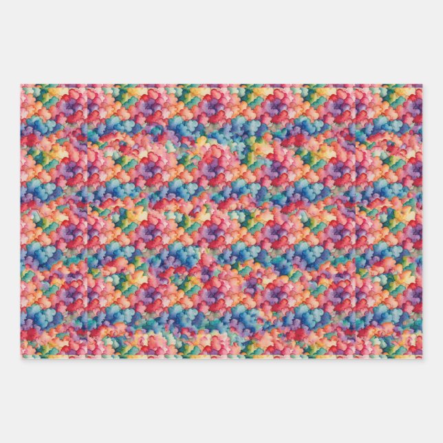 Feuille De Papier Cadeau Nuages Arc-en-Ciel (Devant)