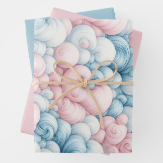 Feuille De Papier Cadeau Nuages de Barbe à Papa