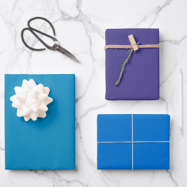 Feuille De Papier Cadeau Nuances 3 Tons Bleu Ardoise Foncé Uni (Recto)