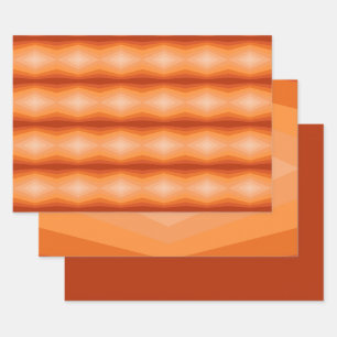 Feuille De Papier Cadeau Nuances D'Art Abstrait Géométrique Orange