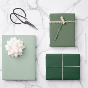 Feuille De Papier Cadeau Nuances de verts modernes et solides pour les fête
