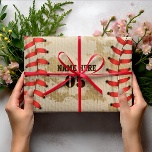 Feuille De Papier Cadeau Numéro de base-ball Vintage personnalisé Rétro