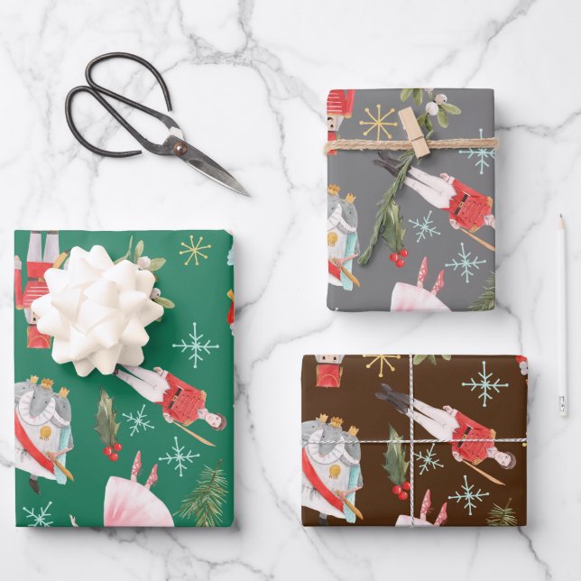 Feuille De Papier Cadeau Nutcracker Ballerina Noël (Recto)