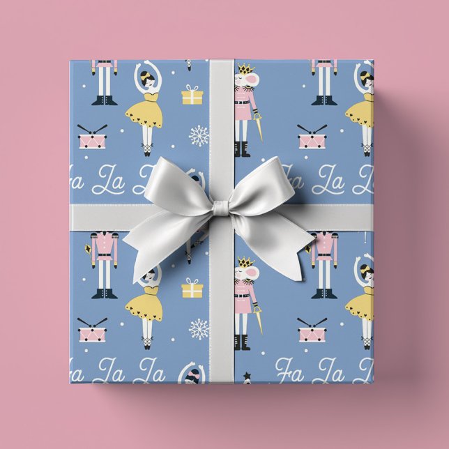 Feuille De Papier Cadeau Nutcracker Blue Ballet Noël (Créateur téléchargé)