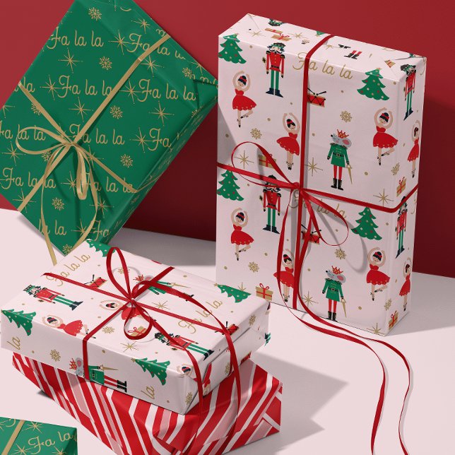 Feuille De Papier Cadeau Nutcracker Souris King Ballet rose Noël (Créateur téléchargé)