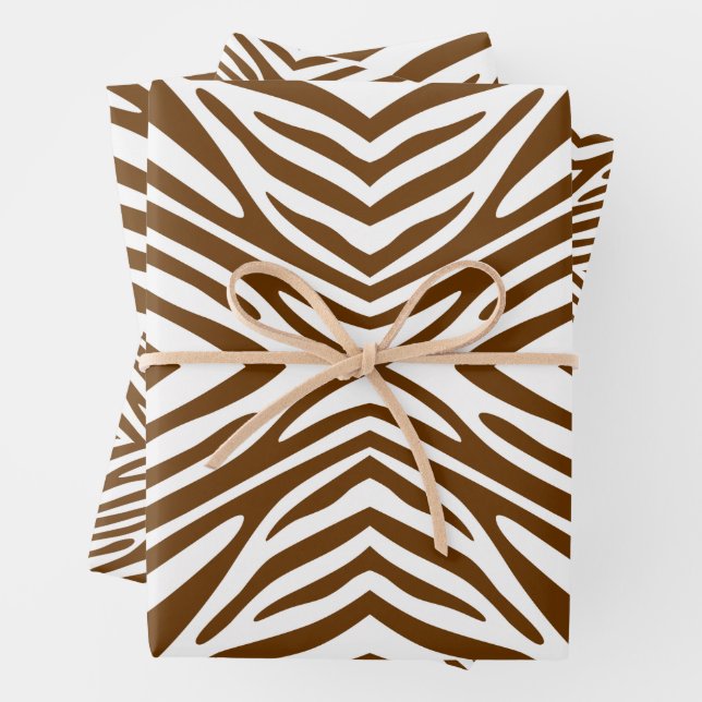 Feuille De Papier Cadeau Nutmeg Neutral Zebra (En situation)