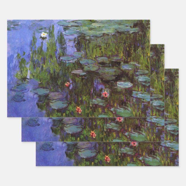 Feuille De Papier Cadeau Nymphéas de Claude Monet (Lot)