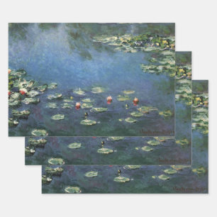 Feuille De Papier Cadeau Nymphéas par Claude Monet, Fleurs Vintage