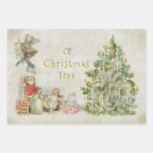 Feuille De Papier Cadeau O Arbre de Noël Vintage