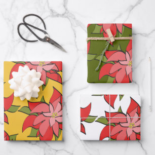 Feuille De Papier Cadeau Occasion de vacances Abstraite Rouge Poinsettia