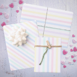 Feuille De Papier Cadeau Occasion spéciale Pastel Candy Stripes Retro
